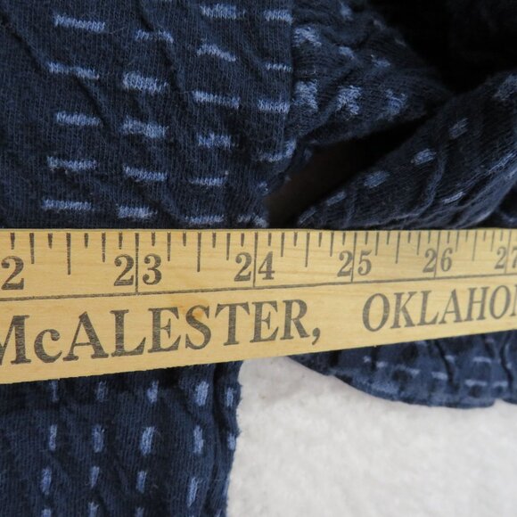 Pure Jill Sweater Sz Medium Navy Blue Textured Light Knit Top Cropped 3/4 Sleeve - Picture 7 of 9